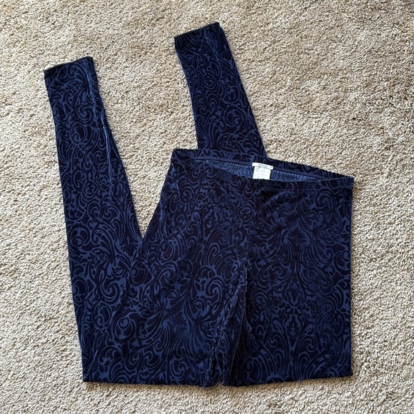 Wolford Ada Leggings Sapphire Blue Velvet Pattern Leggings - Picture 1 of 8
